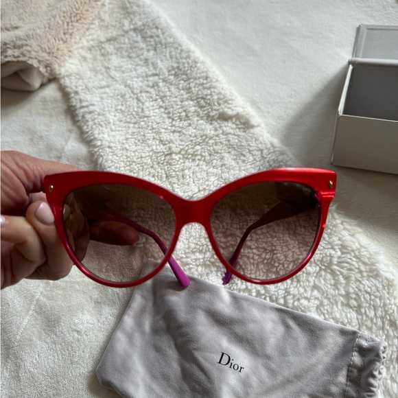 Authentic Dior Red and Pink Cat Eye Sunglasses - Picture 2 of 8